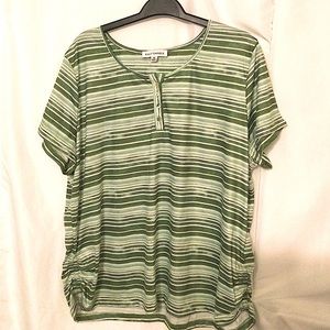 Emily Daniels Womens 3X Green Stripe Top (401)